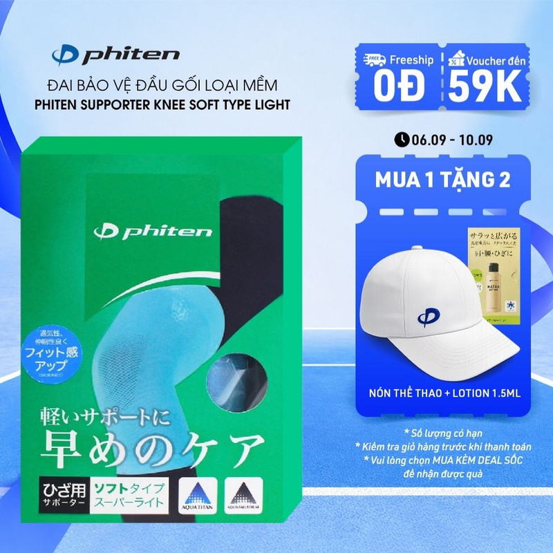 Đai Bảo Vệ Khớp Gối Loại Mềm Phiten Supporter Knee Soft Type Light