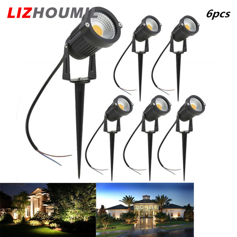 Lizhoumil 6 cái LED 5 Wát COB đèn chôn đất đèn cắm trên bãi cỏ chống thấm nước cho sân trang trí ánh sáng vườn