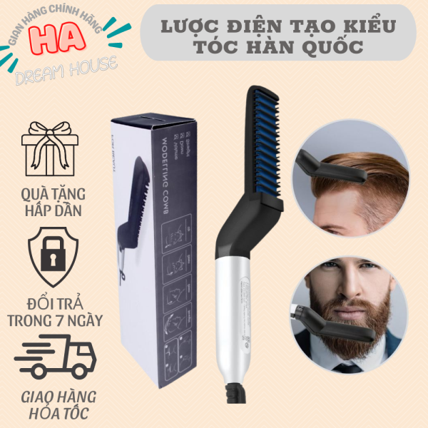 Lược điện tạo kiểu tóc siêu tốc cho nam, máy làm tóc đa năng, phiên bản mới công nghệ Hàn Quốc giúp làm phồng, duỗi tóc nhanh, an toàn khi sử dụng giá rẻ