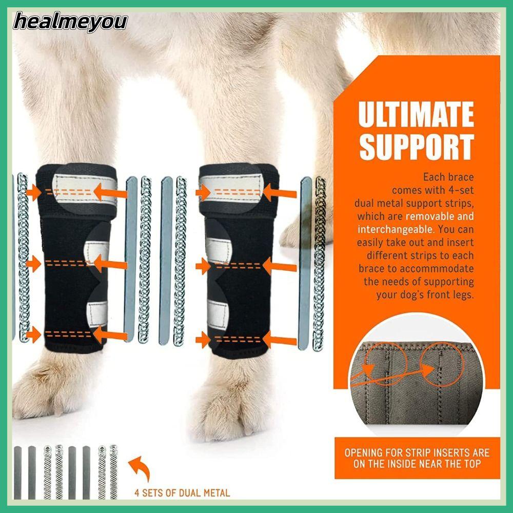 HEALMEYOU 1PC Dải loại Nẹp chân trước cho chó Dây đai có thể điều chỉnh Dải phản quang Hỗ trợ khớp Di động Thoáng khí Nẹp đầu gối