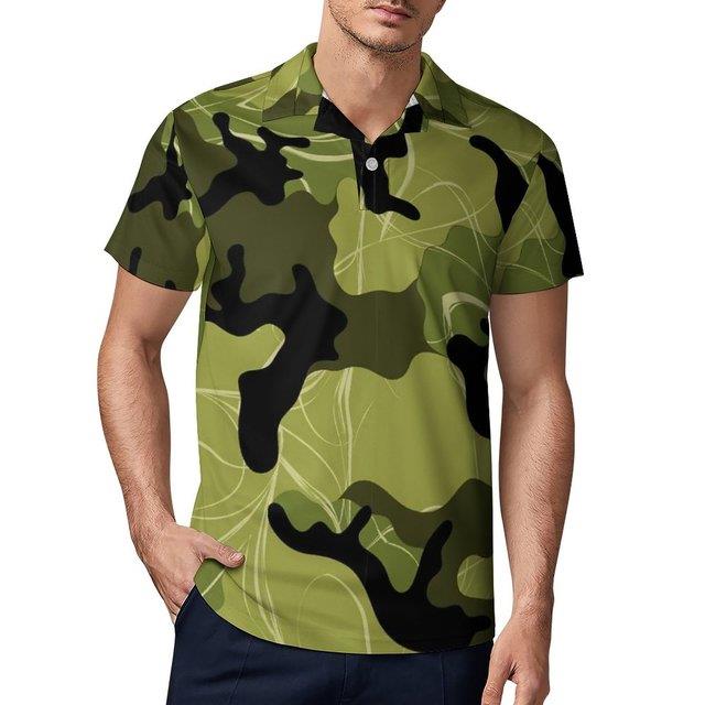 Camo Print Army Casual T-Shirts Sloth Camouflage Polo Shirts Man Cool Shirt Daily Short Sleeves Casu