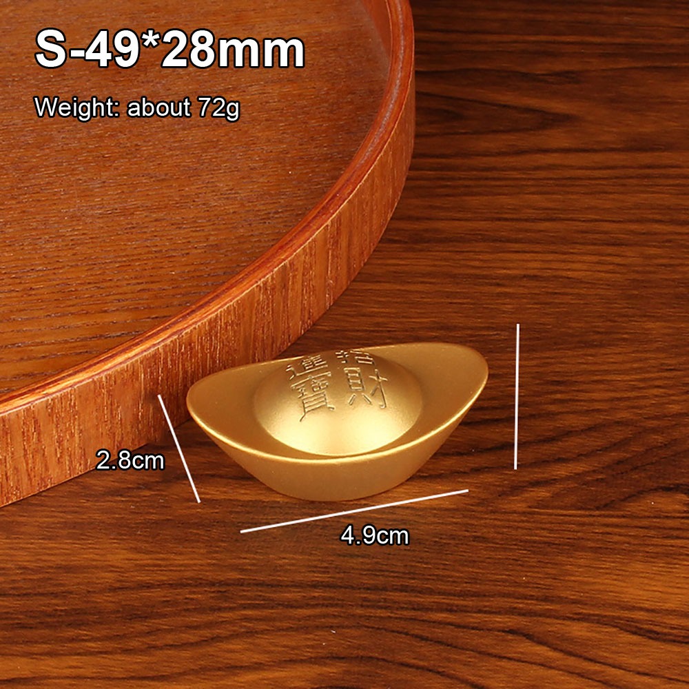 MKEB 1Pcs Chinese Style Brass Ingot Retro Solid Feng Shui Ornament Gold Yuanbao Desktop Decoration Craft Prop