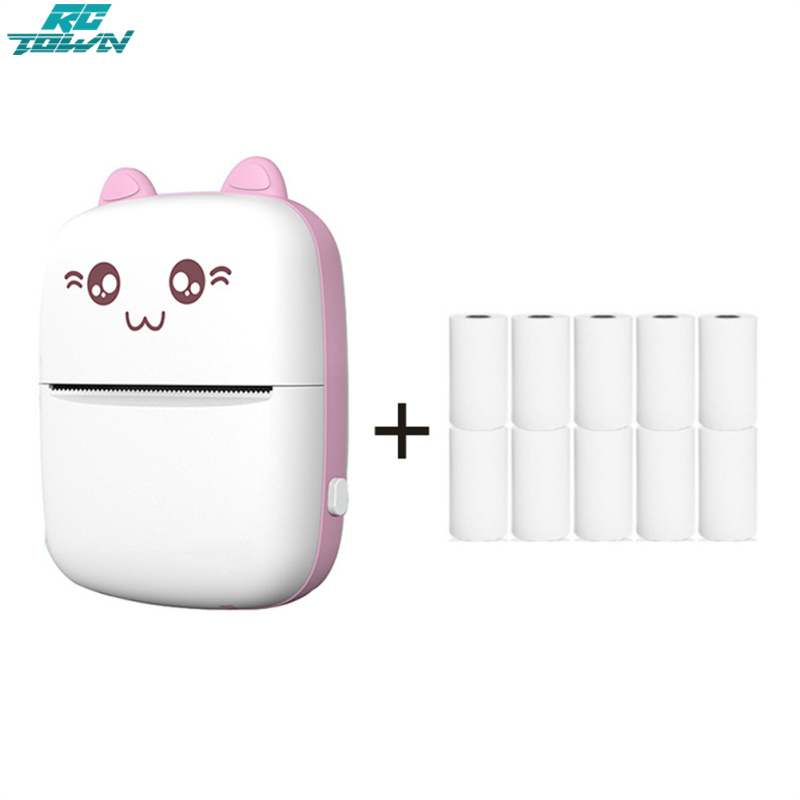 เครื่องพิมพ์สติ๊กเกอร์ขนาดเล็กกระเป๋าอัจฉริยะเครื่องพิมพ์ความร้อนไร้หมึกที่มีความละเอียด200DPI กระดาษความร้อน10ม้วนสำหรับสมุดภาพบันทึกย่อ - ยี่ห้อ RCtown ราคา 453 บาท*ส่งฟรี