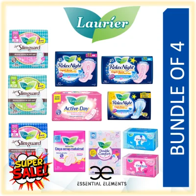 LAURIER [BUNDLE OF 4] SANITARY PADS/Relax Night/Double Comfort/Active Day/Super SlimGuard/PantyLiner/Liners/Wing