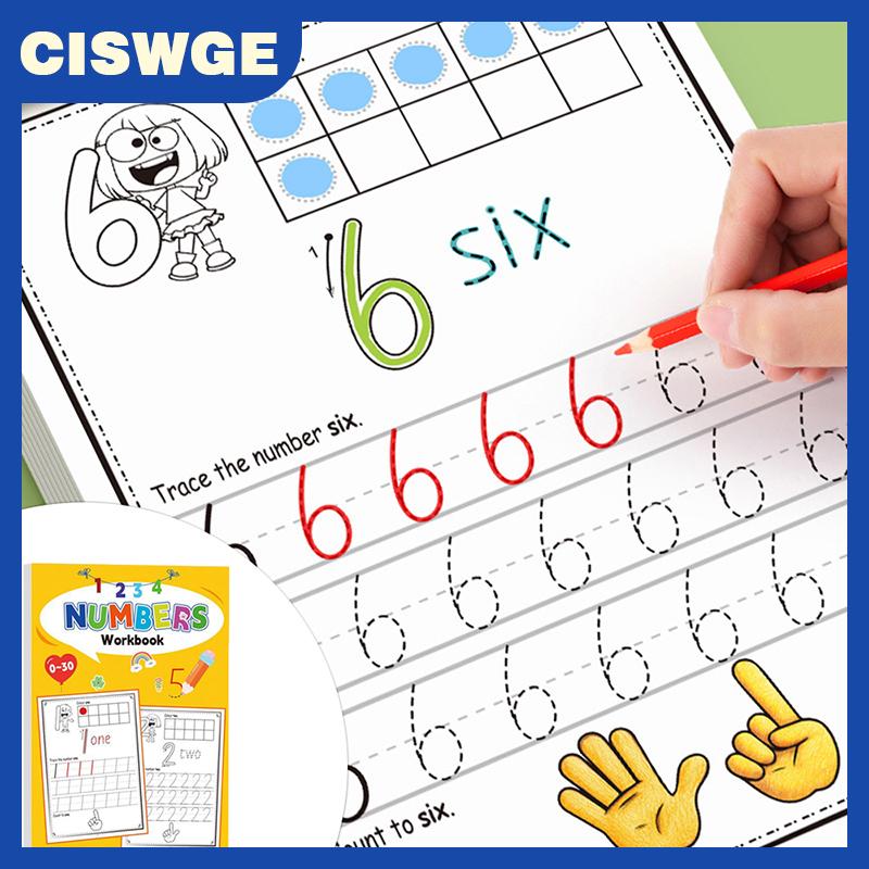 CISWGE Sách thực hành cho các số 0-30 vẽ sách kiểm soát Bút thư pháp thực hành tại nhà và học tập Sách Bài Tập Toán Học