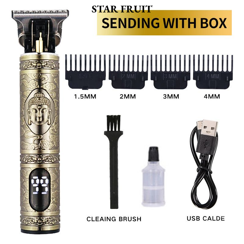 STAR FRUIT ปัตตาเลี่ยนไฟฟ้าแบบมืออาชีพที่มีการชาร์จ USB และหวีปรับได้