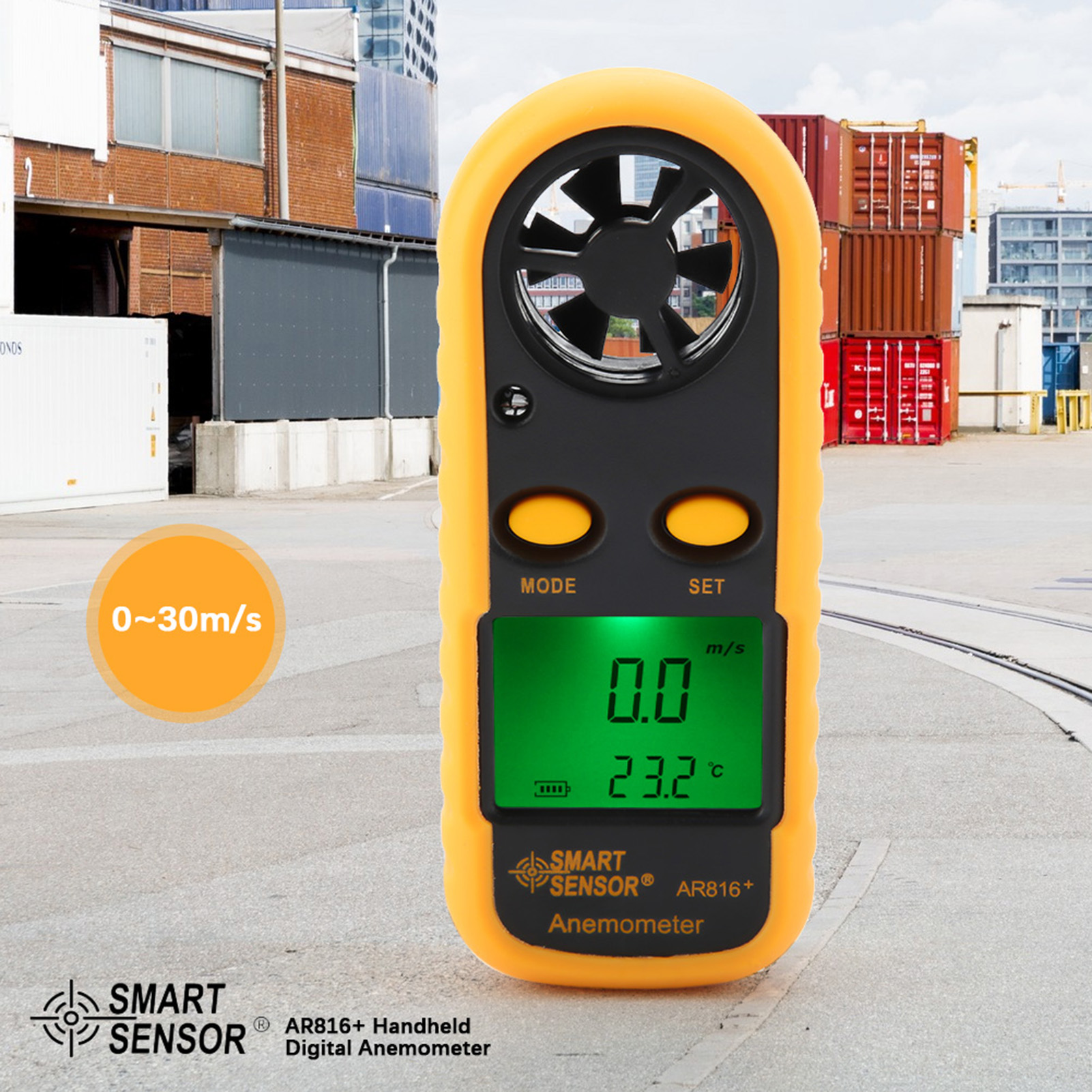 Cầm tay 0-30 mét/giây/ -10 ° C-45 ° C Máy đo tốc độ không khí tự động/Thiết bị đo tốc độ gió Tắt nguồn bằng tay để diều bay tốc độ gió