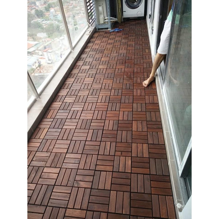 Combo 20 Tấm Sàn Gỗ Ban Công Ngoài Trời 12 Nan - Ván Sàn Gỗ Tự Nhiên Ngoài Trời Tiêu Chuẩn Xuất Khẩu