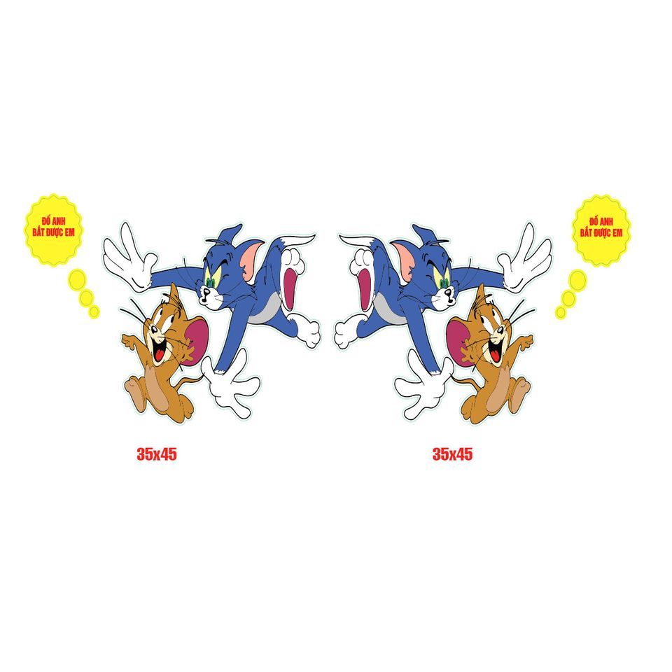 Tem Tom&Jerry  tem phản quang 7 màu. Tem dán xe vui nhộn tinh nghịch.. SL 1 đôi