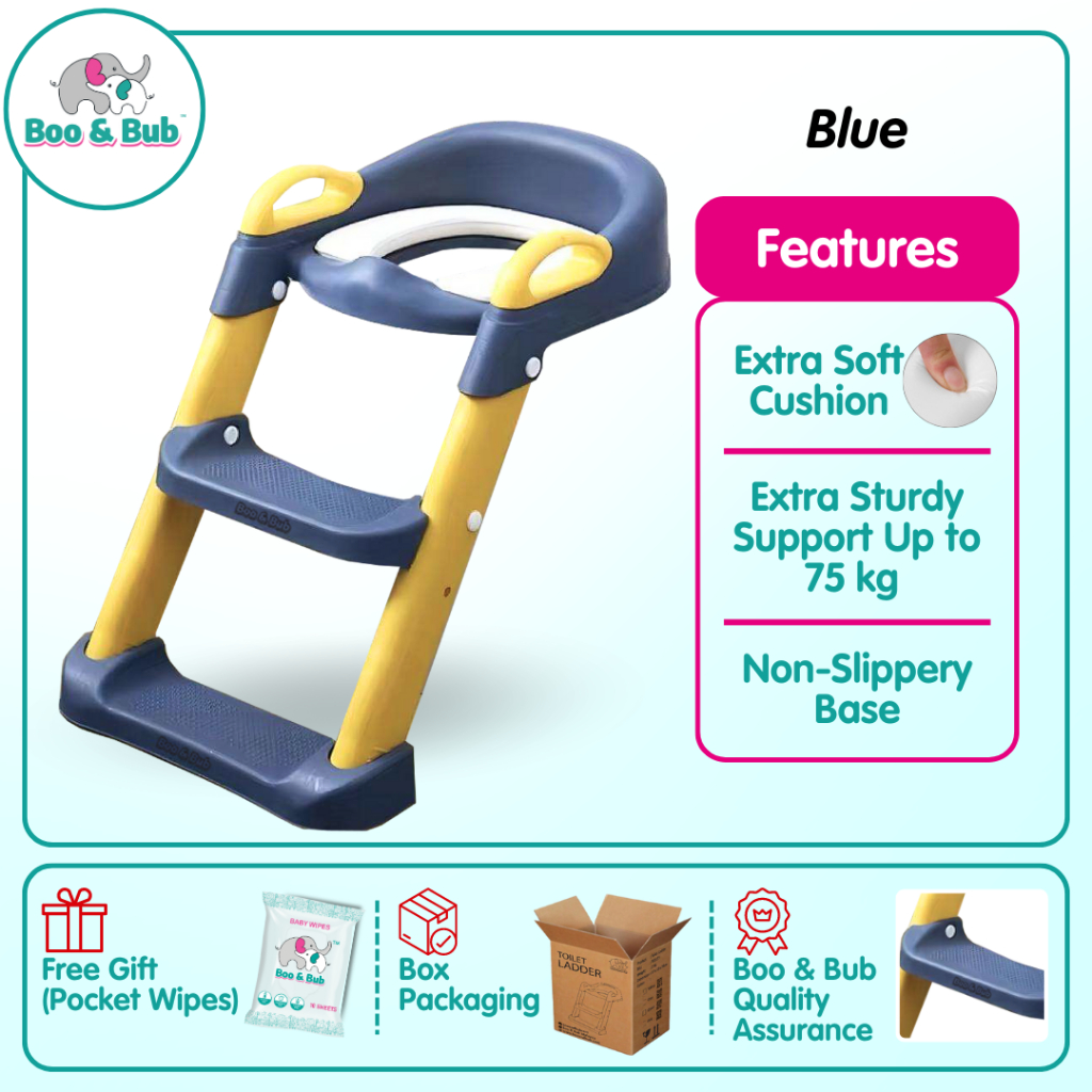 Kids Foldable Soft-Padded Cushion Toilet Training Seat With Anti-Slip Step Ladder