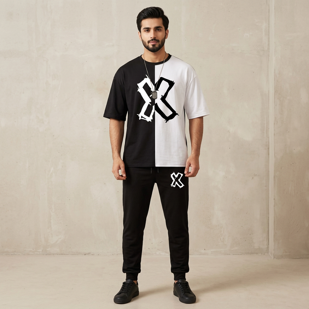Pack of 2 | Black & White X Printed Tshirts For Men & Boys | Soft & Comfortable Fabric Trouser & Tshirts for men & Boys