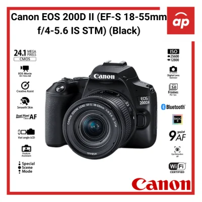 (12 + 3months Warranty) Canon EOS 200D II (EF-S 18-55mm f/4-5.6 IS STM) + freegifts