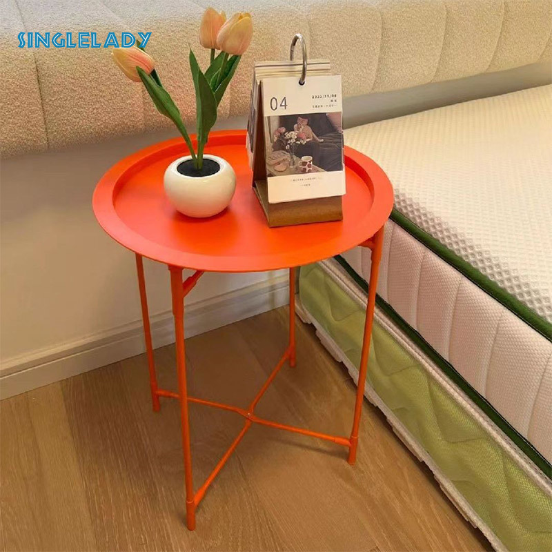 Bàn tròn đa chức năng mini gấp bàn dạng khay đơn giản ghế sô pha sáng tạo Bàn cà phê phòng ngủ bàn tròn nhỏ