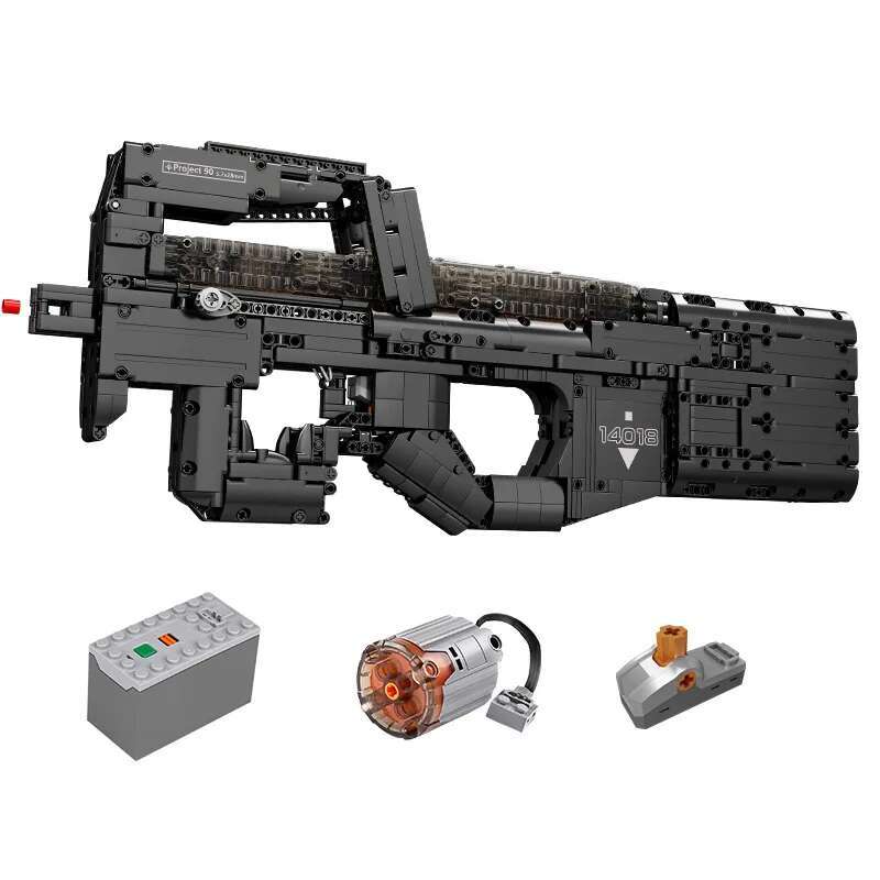 LEGO  MOULD KING 14018 Khối xây dựng súng kỹ thuật P90 Subhine Súng Mô hình Đồ chơi MOC Gạch cho trẻ