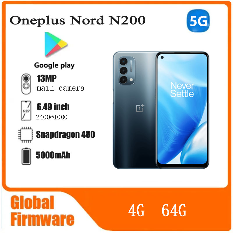 Used Phone OnePlus Nord N200 4G 64G SmartPhone CPU Qualcomm Snapdragon 480 Battery capacity 5000mAh 13MP Camera full screen used phone ราคา 3,765 บาท*ส่งฟรี