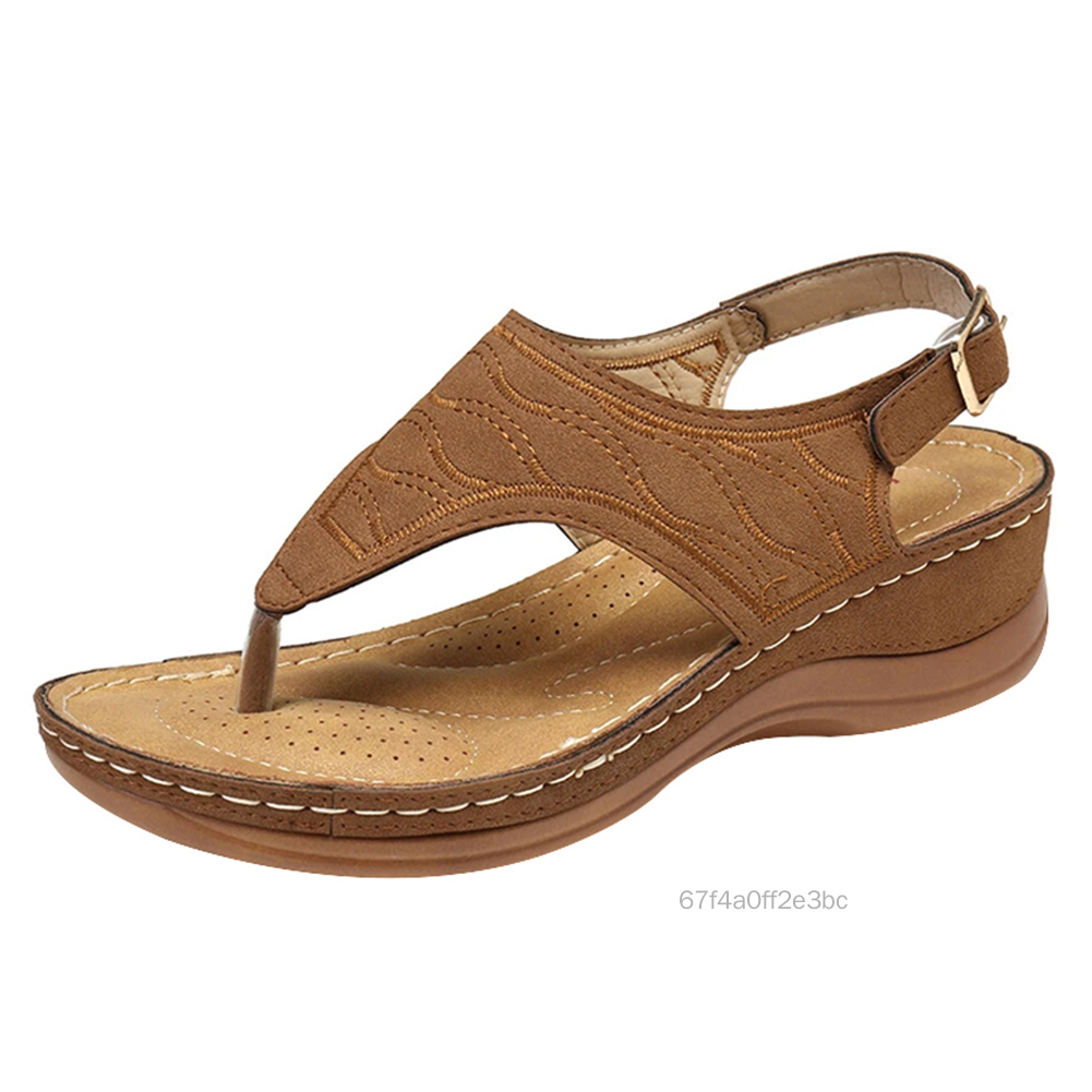 Women Flip-flops Sandals with Ankle Strap Arch Support High Increased Solid Color Sandals for Daily Work Party Shoes RGRR-VN