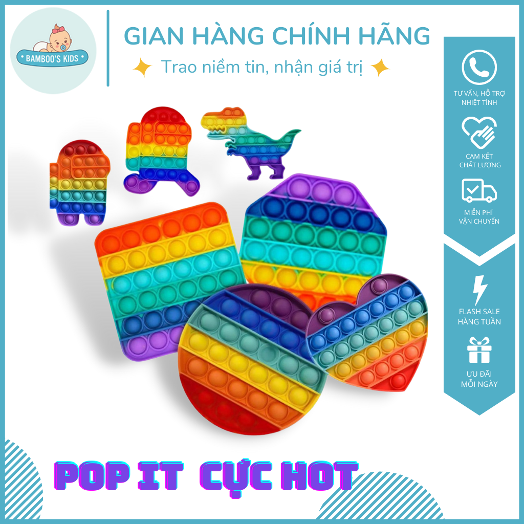 Pop It Khổng Lồ - Pop it Among us, Pop it Rainbow, Pop it giá rẻ 1k
