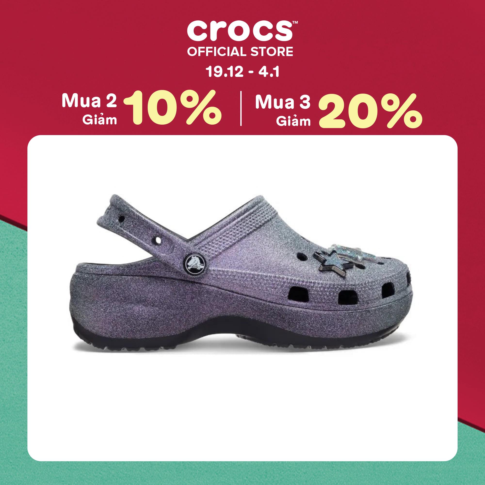  Giày Clog Nữ Crocs Platform Glitter Classic - Black 
