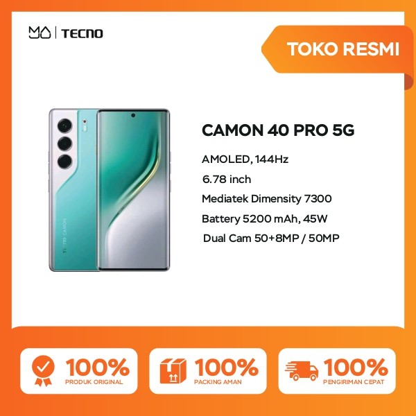 Tecno Camon 40 Pro 5g 8/256 Gb - Official Guarantee Harga  3,899,000 Ringgit*Penghantaran Percuma