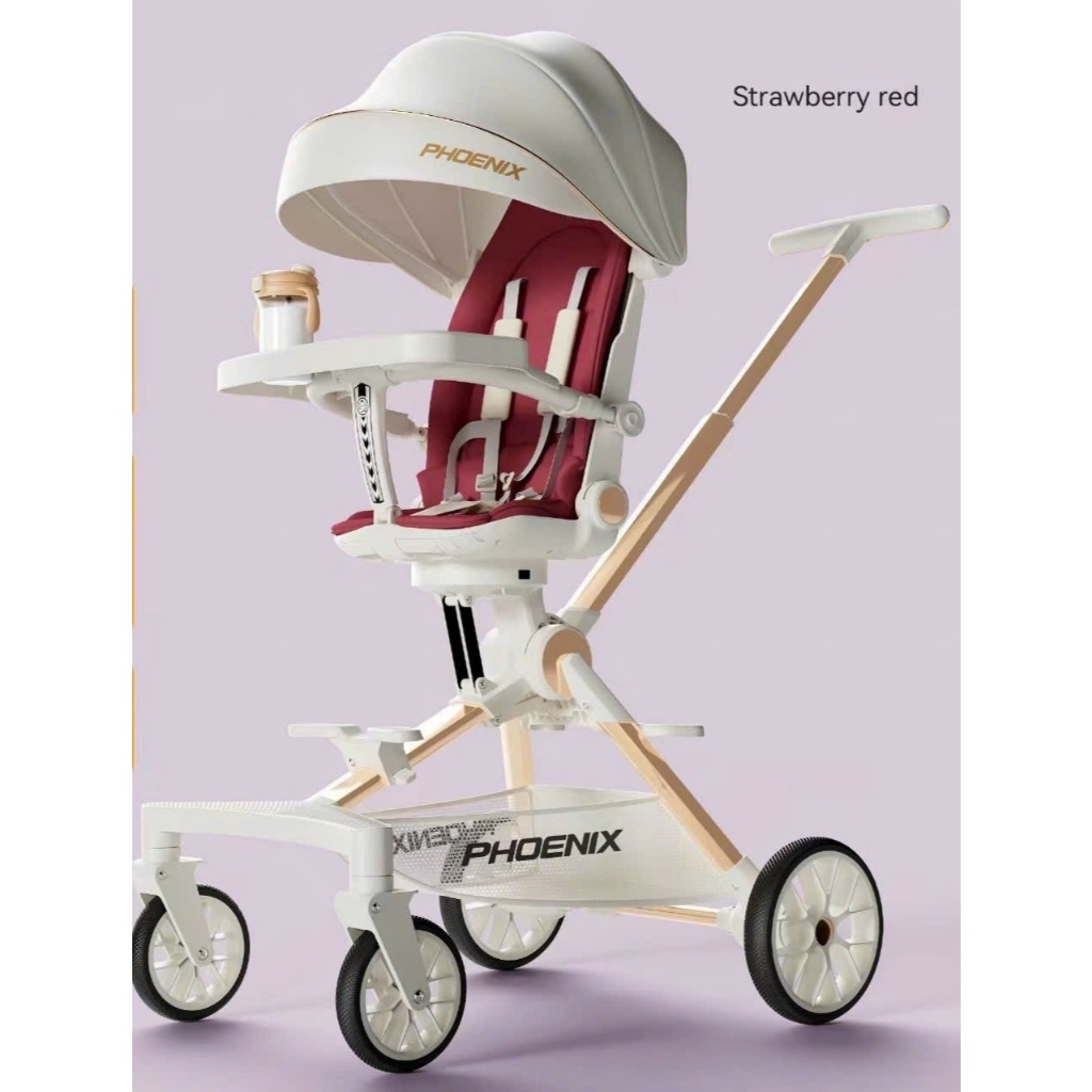 Xe đẩy 2 chiều gấp gọn cao cấp cho bé sơ sinh có bàn ăn dặm và đệm lót cho bé_Hulk.Kids - 8