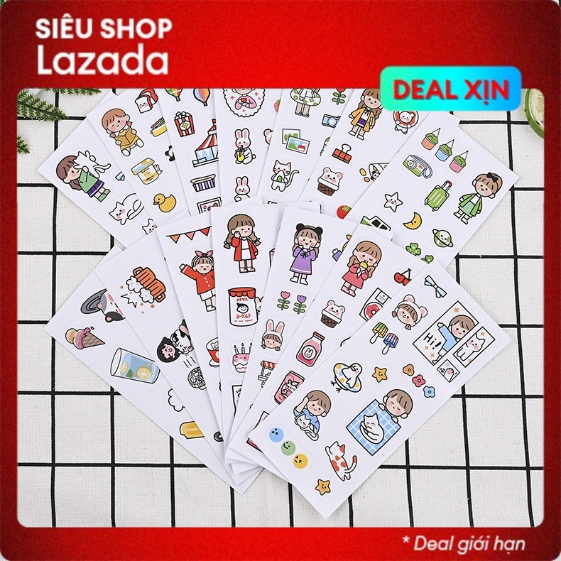 Sticker cute sẵn keo dán sổ trang trí, dán hộp cơm, bình giữ nhiệt siêu xinh