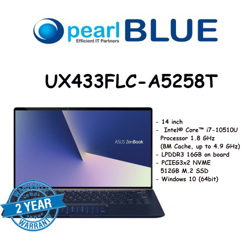 ASUS ZenBook 14 UX433FLC-A5258T / i7-10510U / 16GB LPDDR3 / 512GB PCIe NVME M.2 SSD / MX150