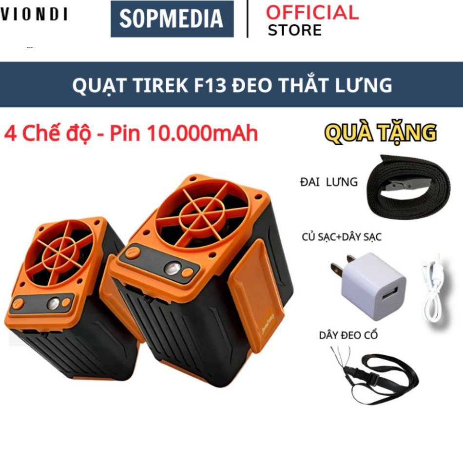 Quạt mini đeo thắt lưng Tirek F13 sopmedia quạt làm mát lưng chạy liên tục 15-48h tích hợp sạc dự ph