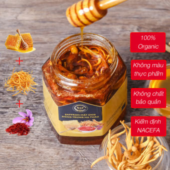 Đông Trùng Hạ Thảo Ngâm Mật Ong Saffron SKV Chính Hãng ( 5g ĐTHT, 2g saffron, 280ml mật ong )
