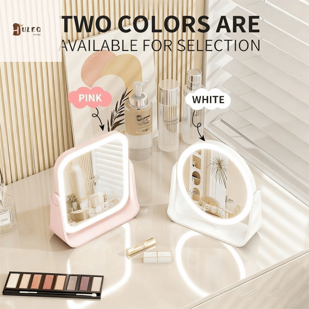 HULEQQI 3 สี กระจกแต่งหน้า LED ฉลาด ย้อนกลับได้ กระจกแต่งหน้าแบบสัมผัส สะดวกต่อการเดินทาง หมุนได้ กระจกขยาย 5 เท่า พร้อมไฟ LED การเดินทาง ราคา 770 บาท*ส่งฟรี