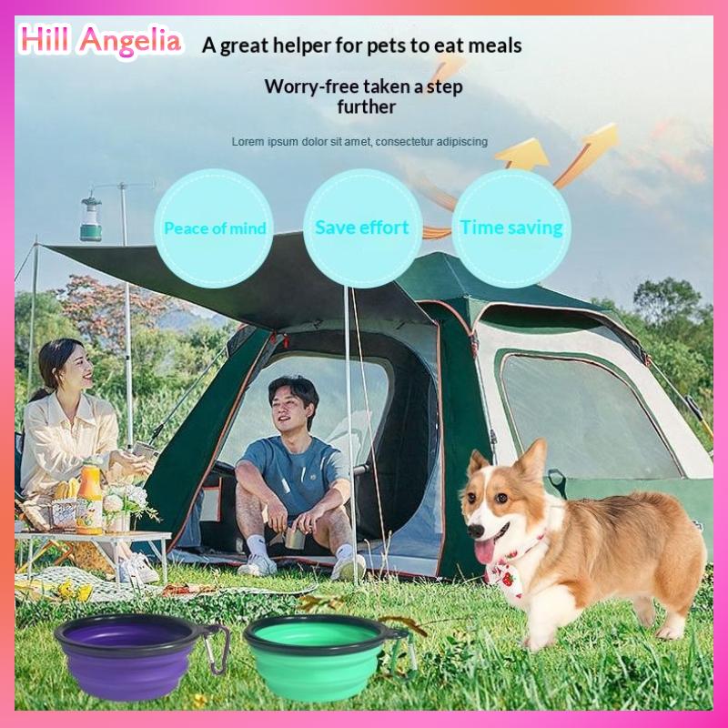 [Hill Angelia] Đóng Mở Mèo Con Chó Vật Nuôi Gấp Silicone Bát Du Lịch Ngoài Trời Xách Tay Con Chó Con Thực Phẩm Container Trung Chuyển Món Ăn Bát Vật Nuôi Nguồn Cung Cấp