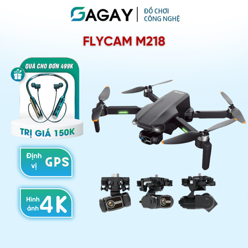 Flycam M218 động cơ không chổi than, camera sắc nét, máy bay điều khiển từ xa có gimbal chống rung 3 trục, có GPS Gagay