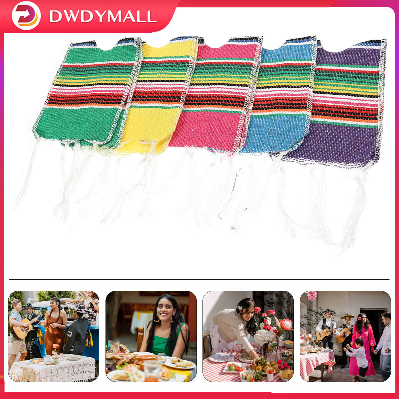 DWDYMALL 5pcs Bia Poncho Mini Serapes Chai bìa Cinco de Mayo Mexico Chai Ponchos Mexico trí