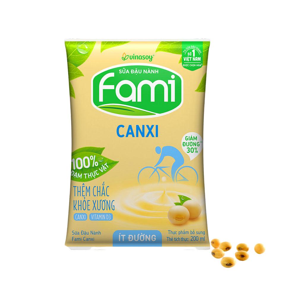 [Co.op Online] - Sữa đậu nành Fami canxi ít đường bịch 200ml