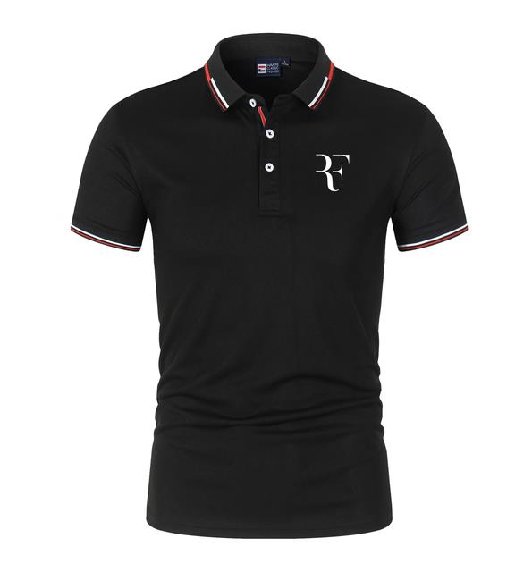 New Roger Federer Tennis Mens Polo Shirt Knitted Polo Collar Casual Loose Button Short Sleeve Sports Golf Jersey