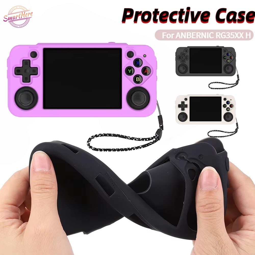 For ANBERNIC RG35XX H Silicone Protective Case with Lanyard Handheld Game Console Protective Shell Protective Sleeve Skin