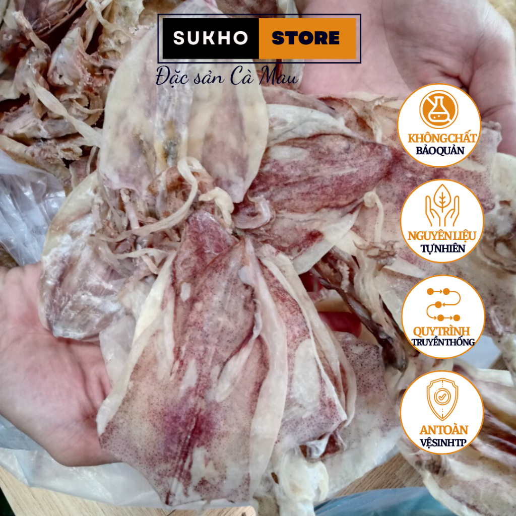 Khô mực đồng tiền, size mini nhỏ nguyên râu thiên nhiên bao ngọt hút chân không 1kg - Sukho Store