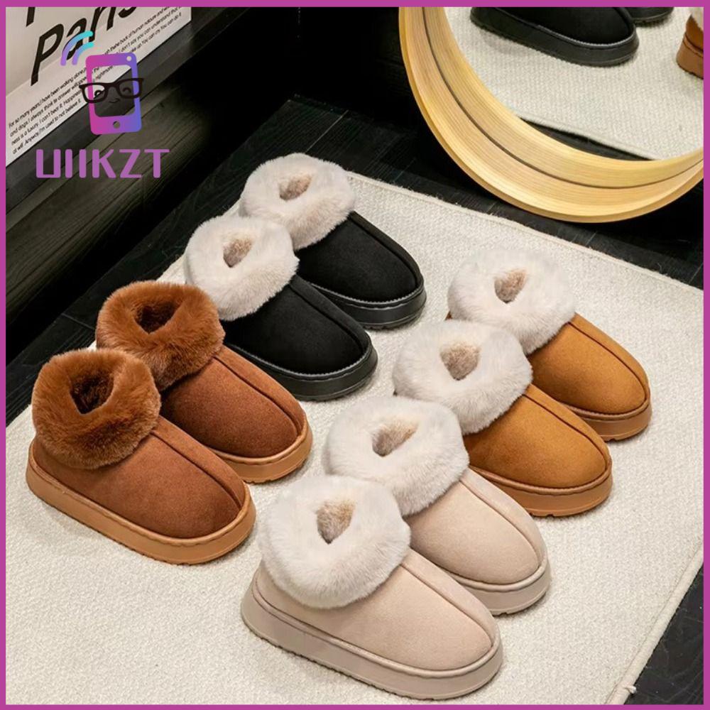 UIIKZT SHOP Mềm mại Giày tuyết Lông thú giả Đồ nhồi bông Giày cotton  Đáy dày Giày nữ Mùa đông
