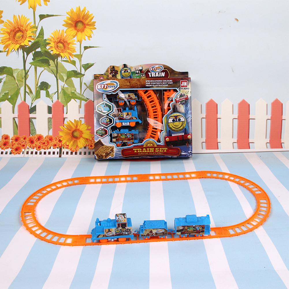Kids DIY Electric Train Set Cartoon Variety Puzzle Assembled Rail Car Toys
