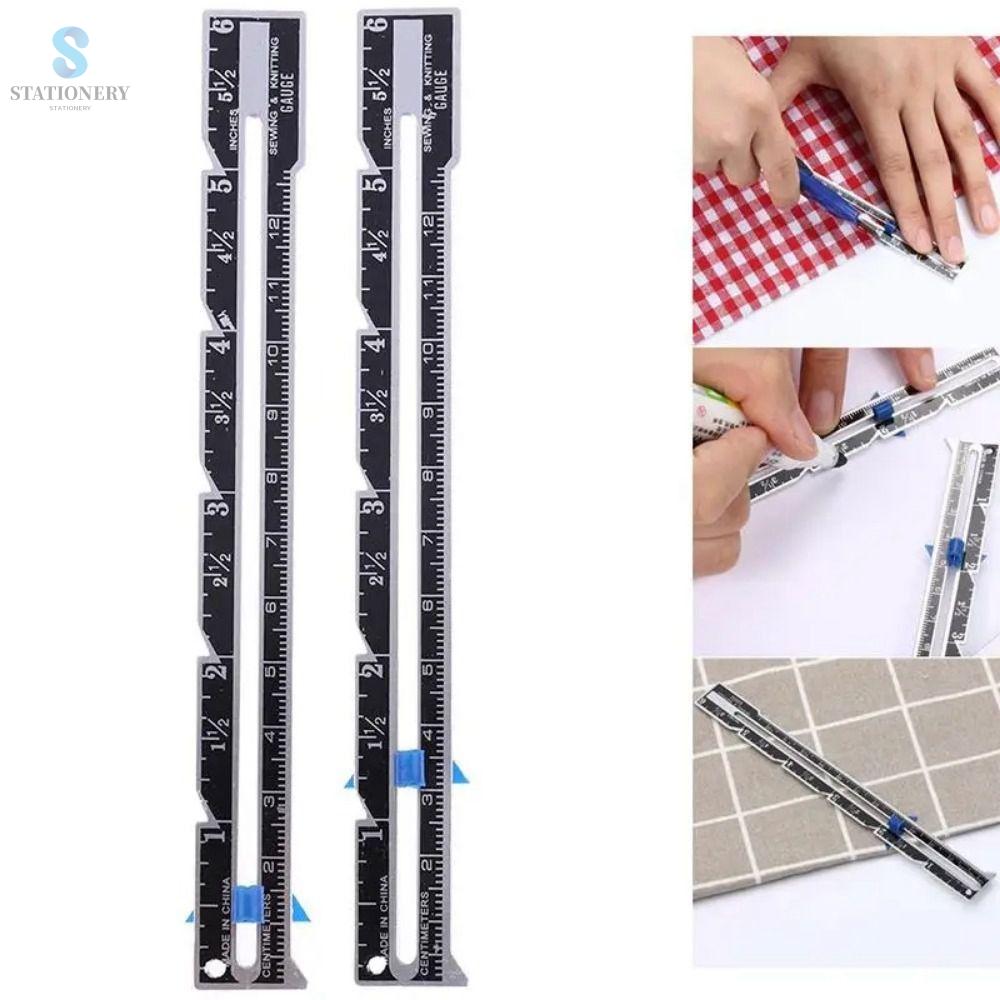 STATIONERY Đa chức năng Thước may đường may Chất lượng cao Nhựa nhôm Thước chần Đồng hồ đo trượt Bền Dụng cụ Chắp vá Đan thủ công