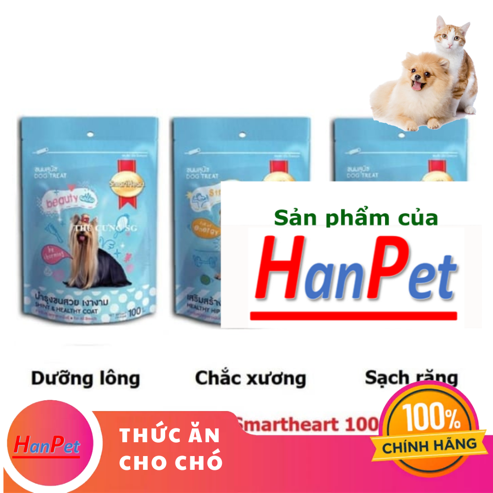 Hanpet - bánh thưởng cho chó smart heart snack gói 100gr sạch răng - chắc xương - dưỡng lông