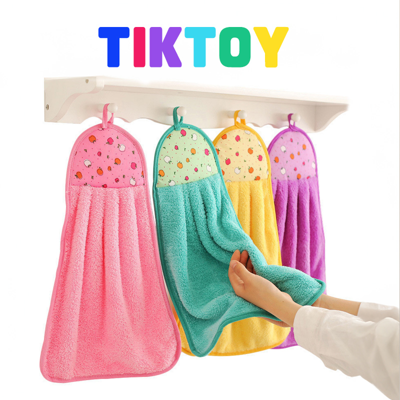 TIKTOY ผ้าเช็ดมือ ผ้าขนนุ่ม ซับน้ำดีกว่า10เท่า ผ้าเช็ดมือแบบแขวน ผ้าเช็ดมือขนเป็ด ผ้าทำความสะอาด ราคา 7 บาท*ส่งฟรี
