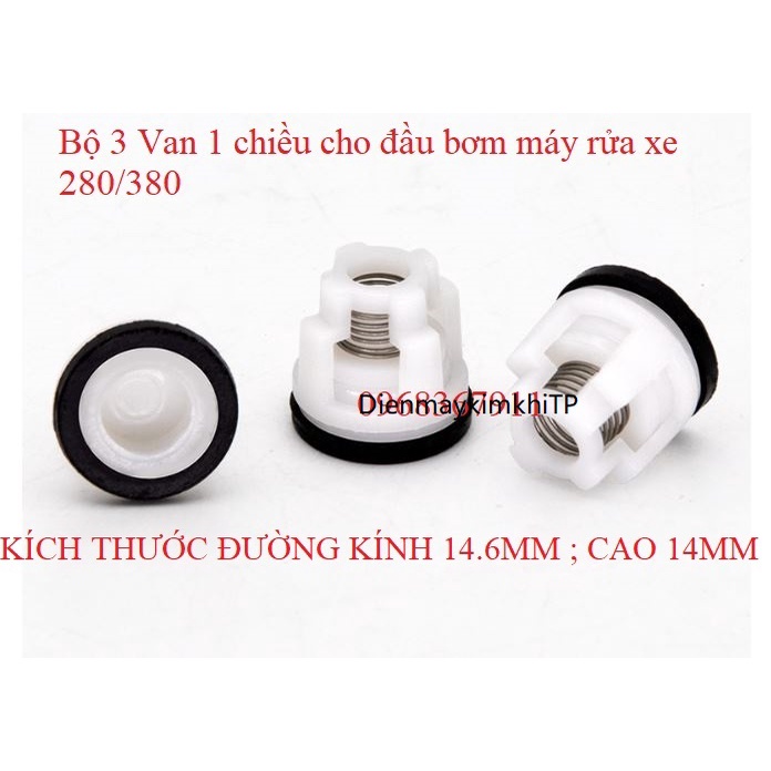 Bộ 3 van 1 chiều thay thế cho đầu bơm máy rửa xe 280/380, bộ 3 lupe loại tốt