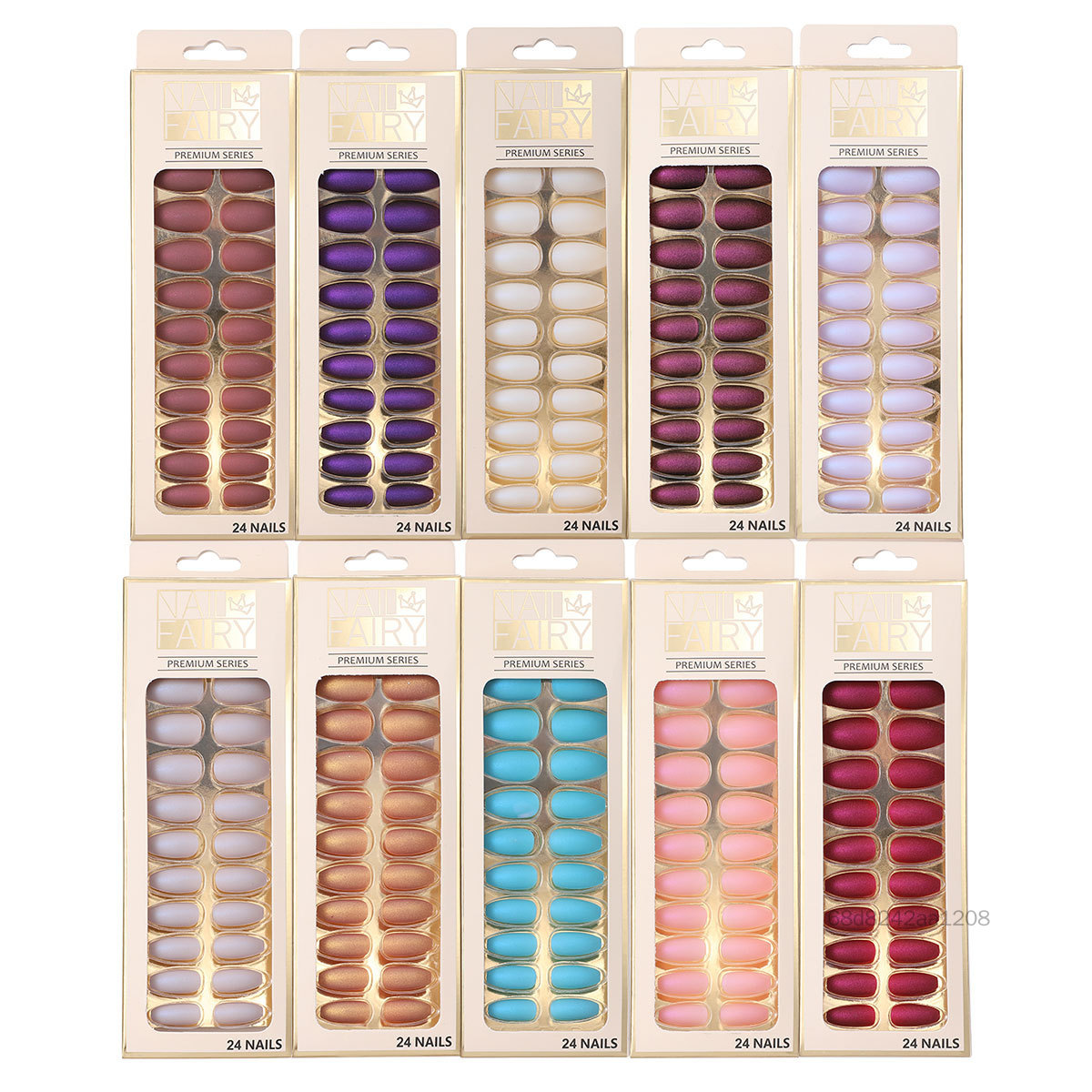 24pcs Matte Fake Nail Patch Màu sắc rắn loại keo di động đoạn ngắn thời trang làm móng tay Sai Lưu thời gian DBS-VN
