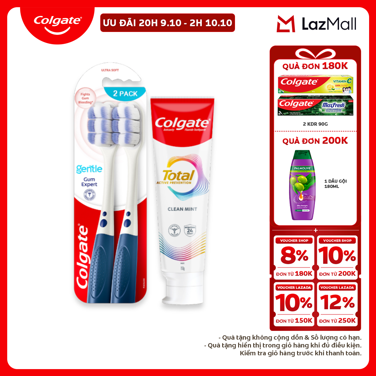 Bộ sản phẩm Colgate Total chăm sóc răng miệng toàn diện (Kem đánh răng  Bàn chải)