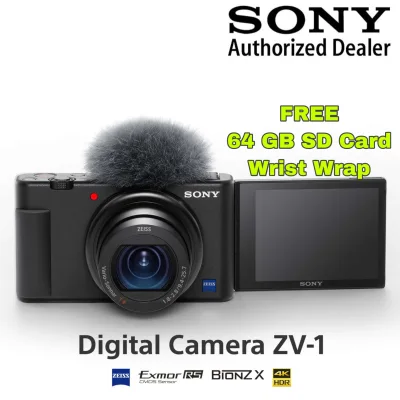 Sony ZV-1 (Black) Digital Compact Camera with FREE Sony 64GB SD + Wrist Wrap