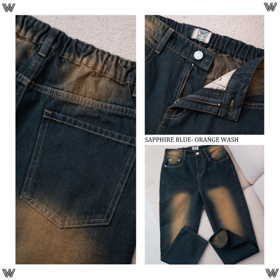 [Có Bigsize] Quần Jean Nam WHY NOT Dusty Blue Jeans Ống Rộng Form Regular Fit - Jean Bò Mềm Chính Ph