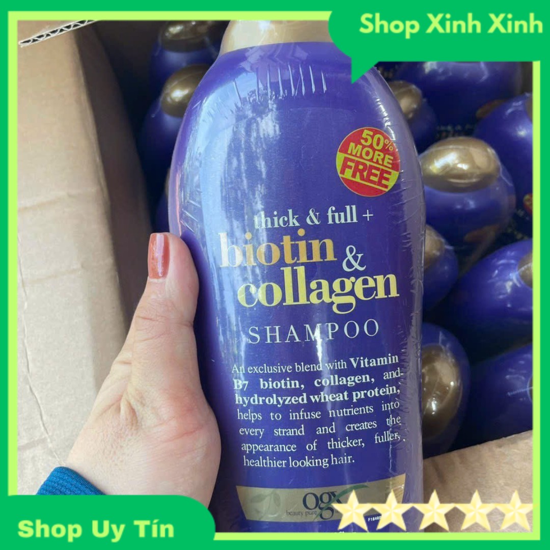 (Chuẩn Hot) Dầu Gội Biotin Collagen Tím 577ml Ngăn Rãy Gụng , Phục Hồi Tóc Hư Tổn , Tóc Suông Mượt