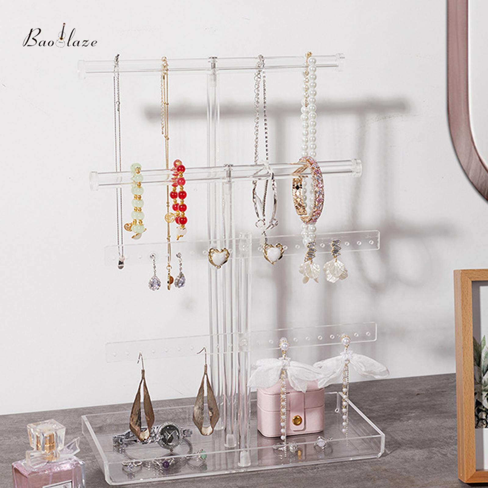 Baoblaze Jewelry Stand Jewelry Organizer Transparent Stylish Acrylic 4 Tiers Necklace Hanger Jewelry Shelf for Rings Vanity Shows Home ราคา 16,845 บาท*ส่งฟรี