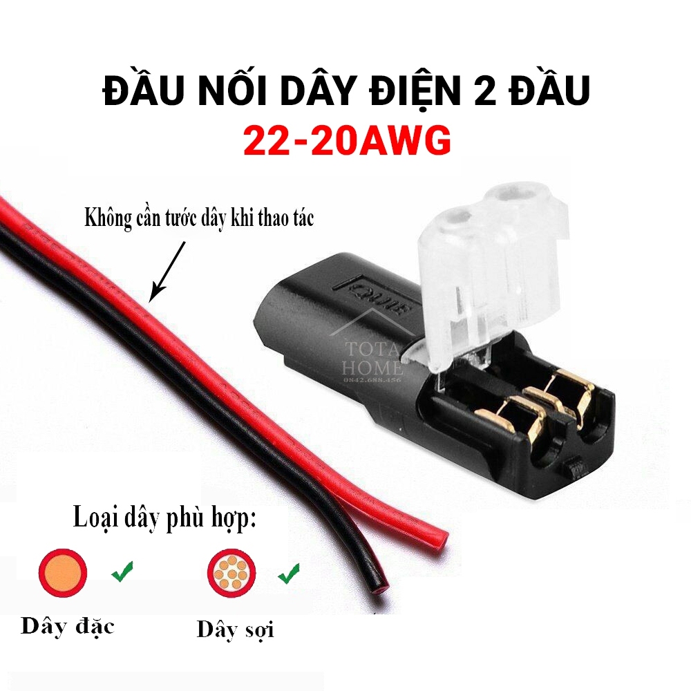 Đầu kết nối dây điện nhanh 2 đầu 22-20awg