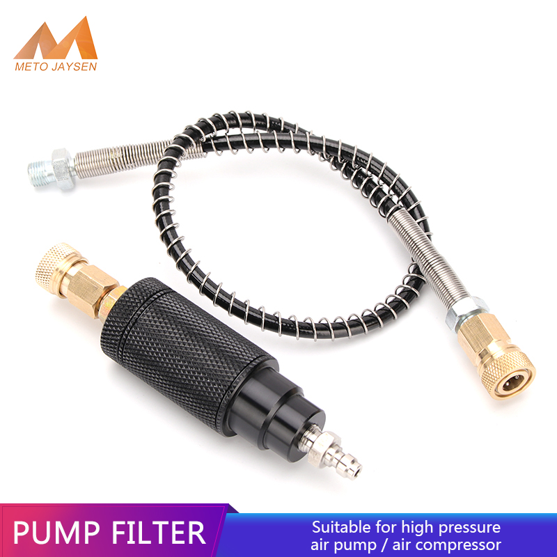 Bộ lọc bơm PCP áp lực cao màu đen với ống nylon và ngắt kết nối nhanh chóng m10x1 Máy nén khí lọc không khí tách dầu Nước 40mpa
